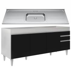 Imagem de Balcão Gabinete Com Pia 180cm Dallas Branco/preto