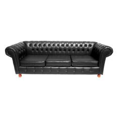 Imagem de Sofá Chesterfield Capitone Luiz xv Corano Preto 1,80