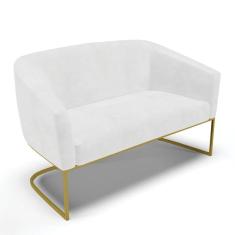 Imagem de Sofá Namoradeira 2 Lugares Base Industrial Dourado Stella Corano D03 - D`rossi Cor Branco