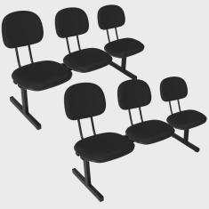 Imagem de Kit 2 Cadeiras Escritório Longarinas de 3 Lugares Ecoflex