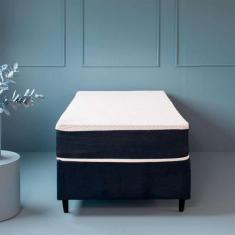 Imagem de Cama Box Solteiro Com Colchão Mola Ensacada Guldi Macio Branco E Azul