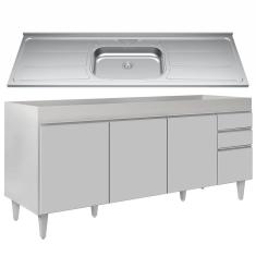 Imagem de Balcão Gabinete Com Pia 180cm Dallas Branco