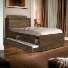 Imagem de Cama Tamires Baú Castanho com Auxiliar