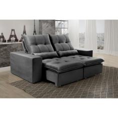 Imagem de Sofá Retrátil e Reclinável 190 Cm Platina Suede Cinza
