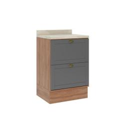 Imagem de Balcão Para Cozinha Modulada Com 2 Gavetas E Tampo 60 Cm - Carraro Móv