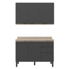 Imagem de Cozinha Modulada Composição 10 Firenze 2 Peças Avena/Grafito - Demóbil