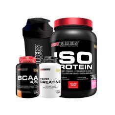 Imagem de KIT Iso Protein 900g + Creatina 100g + BCAA 100g + Coqueteleira - Bodybuilders-Unissex