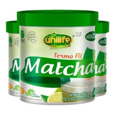 Imagem de Matcha Termo Fit c/Stévia Unilife Chá Verde Limão 220g 3un