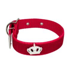 Imagem de Coleira Camurça Aplique 25Mm Cachorro Nicapet Vermelha Nº 3