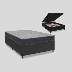 Imagem de Cama Box Baú Casal Preto + Colchão De Espuma D45 - Ortobom - Airtech 150 60x188x138cm