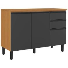 Imagem de Balcão Namur 3 Portas 2 Gavetas para Cozinha Itatiaia Cor Cinamomo Grafite