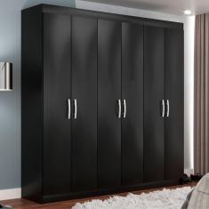 Imagem de Guarda-Roupa Casal Montreal 6 Portas 2 Gavetas Black - Evidência Móveis