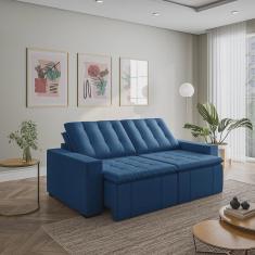 Imagem de Sofá Cama Retrátil e Reclinável 3 Lugares 220cm em Veludo Palmeira CabeCasa MadeiraMadeira