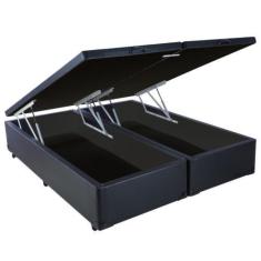 Imagem de Cama Box Queen Size Com Baú Sonnoforte Material Sintético Preto Com Pi