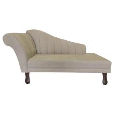 Imagem de Recamier Divã Para Sala Cecilia Pés Retro Tabaco 1.60cm Veludo Bege -