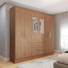 Imagem de Guarda-Roupa Solteiro Vigo 6 Portas 3 Gavetas com Espelho Cinamomo - P