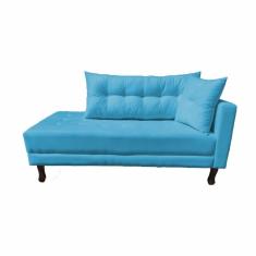 Imagem de Divã Recamier Troya 2,00 Cm Lado Direito Suede Azul Turquesa