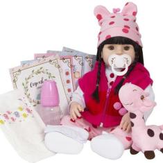 Imagem de Boneca Estilo Bebê Reborn Menina Girafinha Morena - Cegonha Reborn Dol