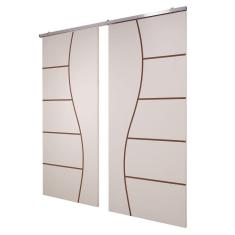 Imagem de Porta Dupla Branco Prime Frisada Kit Alumínio F07 - 210x140