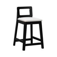 Imagem de Banqueta Média River Madeira Maciça Assento Estofado Sintético Preto/Bege