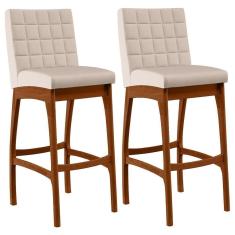 Imagem de Kit 02 Banquetas Altas Cozinha Mila B04 Suede Bege