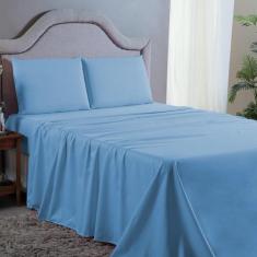 Imagem de Jogo De Cama Casal 4Pç Micro Percal 400 Fios Ul Piscina - Bordando Enx