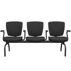 Imagem de Cadeira Longarina 3 Lugares Aeroporto Recepção Preto Baixa Flexi P03 P