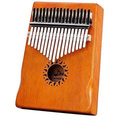 Imagem de Piano de polegar Kalimba de 17 teclas, corpo de mogno, martelo de dublagem de piano de dedo, instrumento de marimba para iniciantes amantes de música madeira de mogno, com martelo de afinação (18 cm x