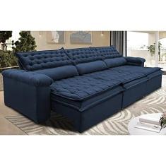 Imagem de Sofá Retrátil e Reclinável 3,82m Molas Ensacadas Cama Inbox Botonê Espuma Viscoelástico Azul