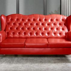 Imagem de Sofá 3 Lugares Capitonê Vintage Imperador Chesterfield Vermelho