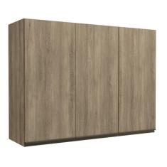 Imagem de Armário Aéreo Para Cozinha 3 Portas 4 Prateleiras Organizador Multiuso MDP Kappesberg Marrom Madeira