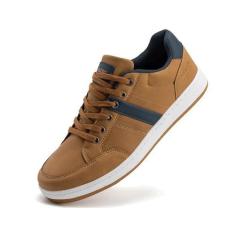 Imagem de LANGDU Tênis masculino casual, moderno, respirável, confortável, para caminhada, tamanho 38-44, Marrom, 41