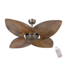 Imagem de Ventilador de Teto Kovalski Bronze Office 4 Pás Rádica Imbuia 220V com