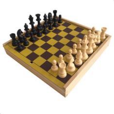 Imagem de Jogo De Xadrez Escolar Tabuleiro Em Madeira Rei 5,3cm Sports Mania