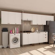 Imagem de Cozinha Completa Iluminata 12 Portas 3 Gavetas 100% Mdf Branco/ébano - Genialflex