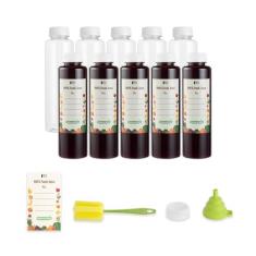 Imagem de Restaurantware - Garrafa Tek de suco de 473 ml para sucos, 1 garrafa com tampa - inclui etiqueta, tampa, escova e funil, recipiente de suco vazio de plástico transparente, para vitaminas, leite ou