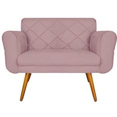 Imagem de Namoradeira Decorativa Estofada Para Sala de Recepção Isabella Suede Rosê - LM DECOR