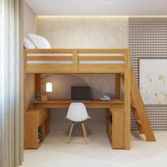 Imagem de Cama Office Solteiro Adulto Com Escrivaninha Star Light Casatema Freij