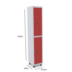 Imagem de Roupeiro de aço 1M 02 portas fechadura pandin - cinza/vermelho
