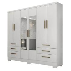 Imagem de Guarda Roupa Casal 6 Portas 6 Gavetas Encant COM Espelho Novo Horizonte Cor Branco