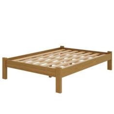 Imagem de Cama Casal Turca New Madeira Maciça Cor Nogueira - Nemargi