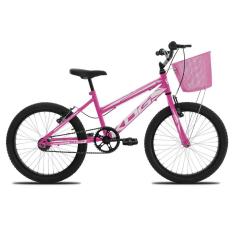 Imagem de Bicicleta Infantil Feminina Aro 20 KOG com Cestinha Cor:Pink+Branco