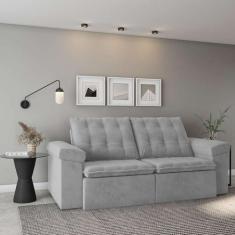 Imagem de Sofá 3 Lugares Retrátil E Reclinável Arraial Veludo Cinza 230 Cm - Mob
