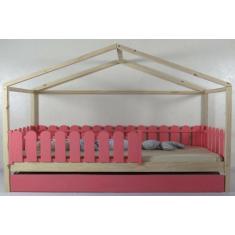 Imagem de Bicama Montessoriana Solteirão Frente Casinha Colorida Madeira Maciça