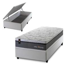Imagem de Conjunto Box Baú Benton Cinza 88X188x78 C/ Molas Ensacadas - King Hous