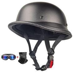 Imagem de Capacete de motocicleta estilo alemão boné fino de caveira metade para homens adultos e mulheres (incluindo óculos e máscara) retrô para cruiser scooter DOT Approve Novidade Capacete de meia concha