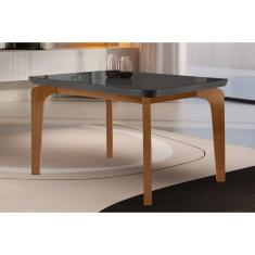 Imagem de Mesa de Sala Jantar Londrina c/ Tampo 120x80cm Madeirado Vidro Canto Curvo - Imbuia/Grafite - Rufato