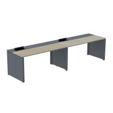 Imagem de Mesa de Plataforma Simples para 2 Pessoas Corporativa 120x792/2p Pscpp120/792/2p Nogueira Casablanca/Grafito