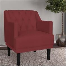 Imagem de Poltrona Decorativa Clássica Pés Trapézio Suede Bordô - DS Estofados