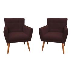 Imagem de Kit 02 Poltronas Decorativas Onix Napa Marrom - DS Móveis